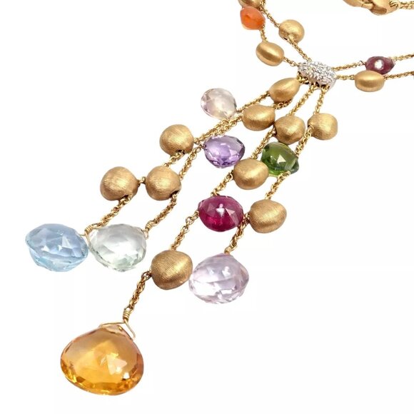 Authentic! Marco Bicego 18k Yellow Gold Paradise Gemstone Diamond Necklace - Picture 8 of 10